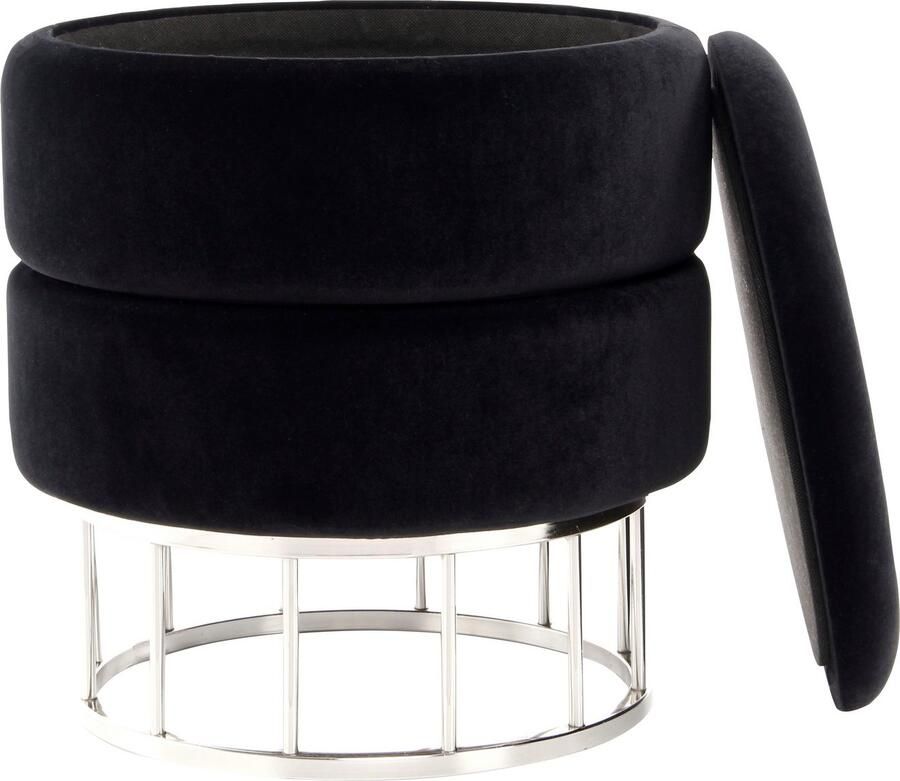 Kayoom Hocker met bergruimte Kruk Zero 525 zitkruk met comfort ronde moderne vorm glamoureus elegant met opbergruimte bekleding van fluweelzacht stof (1 stuk) - Foto 7