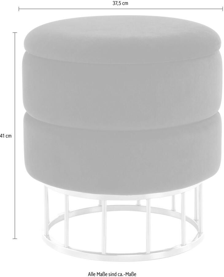 Kayoom Hocker met bergruimte Kruk Zero 525 zitkruk met comfort ronde moderne vorm glamoureus elegant met opbergruimte bekleding van fluweelzacht stof (1 stuk) - Foto 5