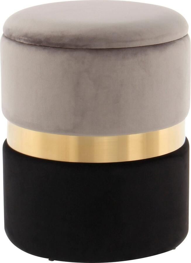 Kayoom Hocker met bergruimte Kruk Zora 125 2-delige set fluweelzachte stof bekleding ronde elegante vorm (set 2 stuks) - Foto 5