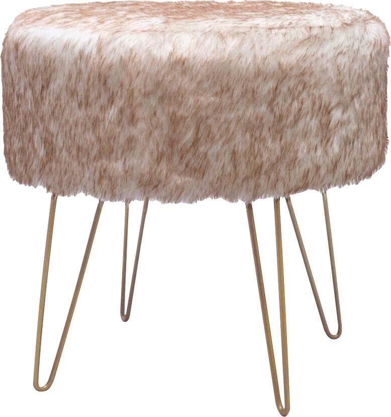 Kayoom Hocker Mio 1 bont hocker in modern ontwerp ronde vorm met metalen poten (1 stuk) - Foto 5