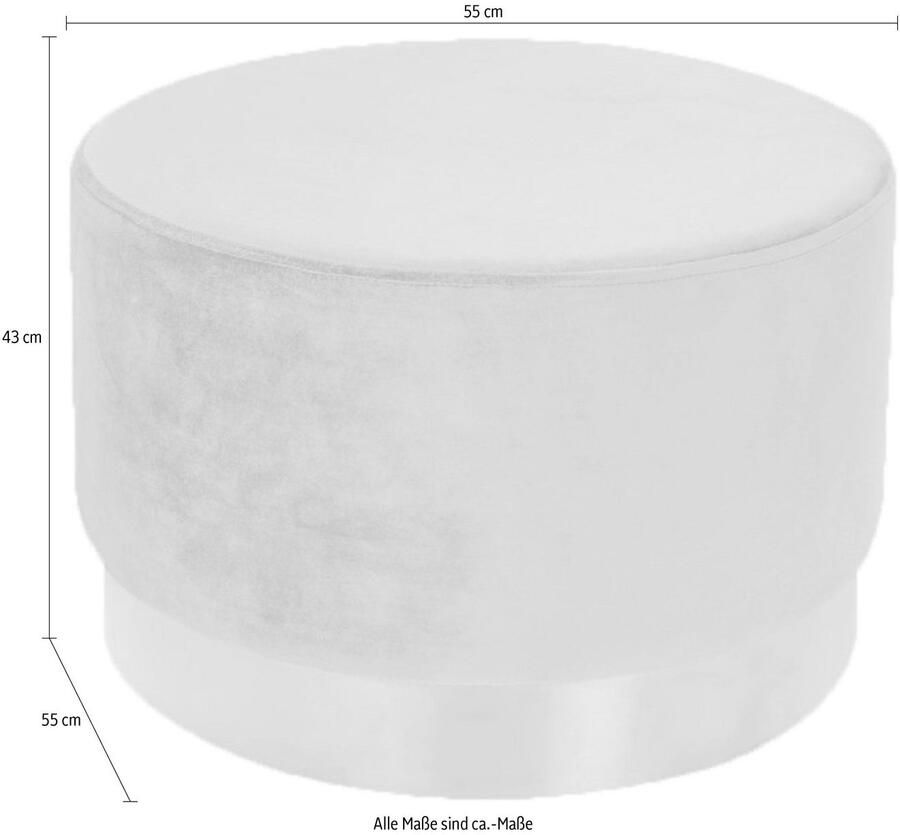 Kayoom Hocker Nano 510 hocker in stijlvol ontwerp zachte schuimzitting Goudkleurige accenten met onderhoudsvriendelijke stofbekleding grote ronde vorm (1 stuk)
