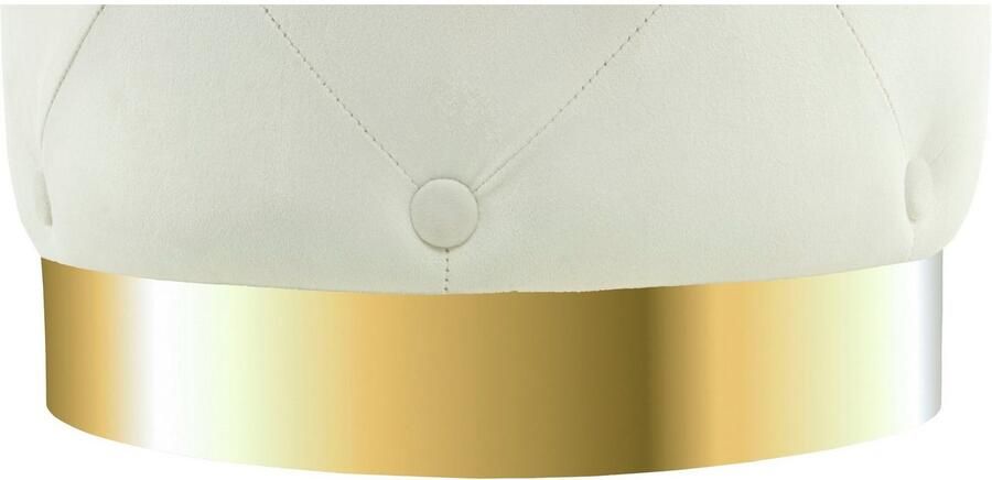 Kayoom Hocker Piano 225 zithocker met zachte velvet bekleding edele sfeer rond glamoureus van hoge kwaliteit gestikt met ingebedde decoratieve knopen (1 stuk) - Foto 4