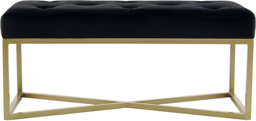 Kayoom Hockerbank Cameron 125 glamoureus ontwerp glanzende metalen voeten in fluweel-look comfortabel elegant met decoratieve knopen goudkleur-gecoat ijzeren frame (1 stuk) - Foto 5