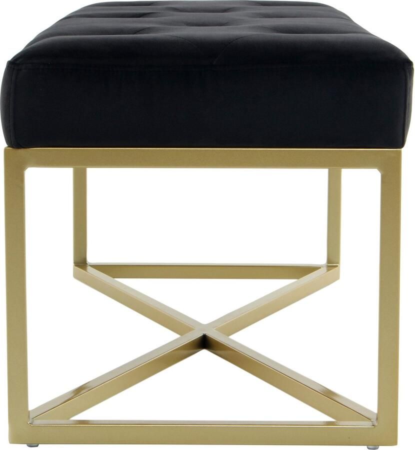 Kayoom Hockerbank Cameron 125 glamoureus ontwerp glanzende metalen voeten in fluweel-look comfortabel elegant met decoratieve knopen goudkleur-gecoat ijzeren frame (1 stuk)