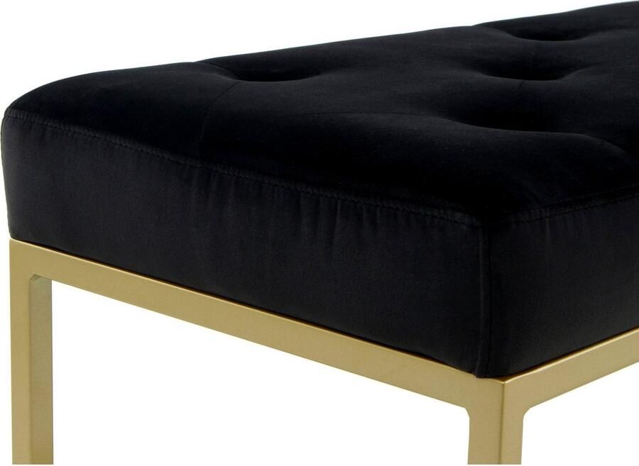 Kayoom Hockerbank Cameron 125 glamoureus ontwerp glanzende metalen voeten in fluweel-look comfortabel elegant met decoratieve knopen goudkleur-gecoat ijzeren frame (1 stuk) - Foto 3