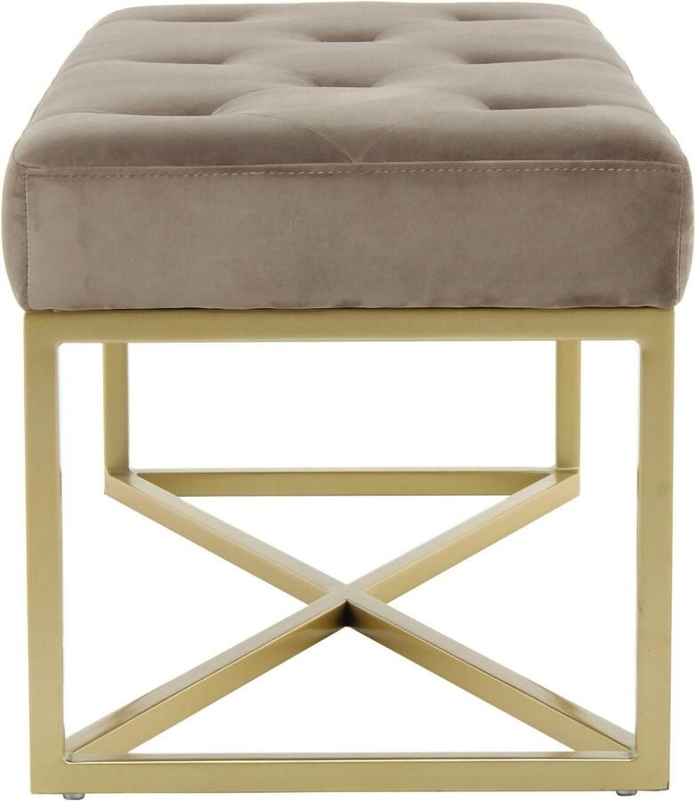 Kayoom Hockerbank Cameron 125 glamoureus ontwerp glanzende metalen voeten in fluweel-look comfortabel elegant met decoratieve knopen goudkleur-gecoat ijzeren frame (1 stuk) - Foto 1