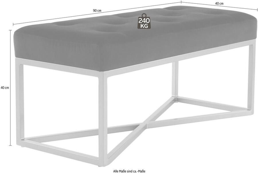 Kayoom Hockerbank Cameron 125 glamoureus ontwerp glanzende metalen voeten in fluweel-look comfortabel elegant met decoratieve knopen goudkleur-gecoat ijzeren frame (1 stuk) - Foto 2