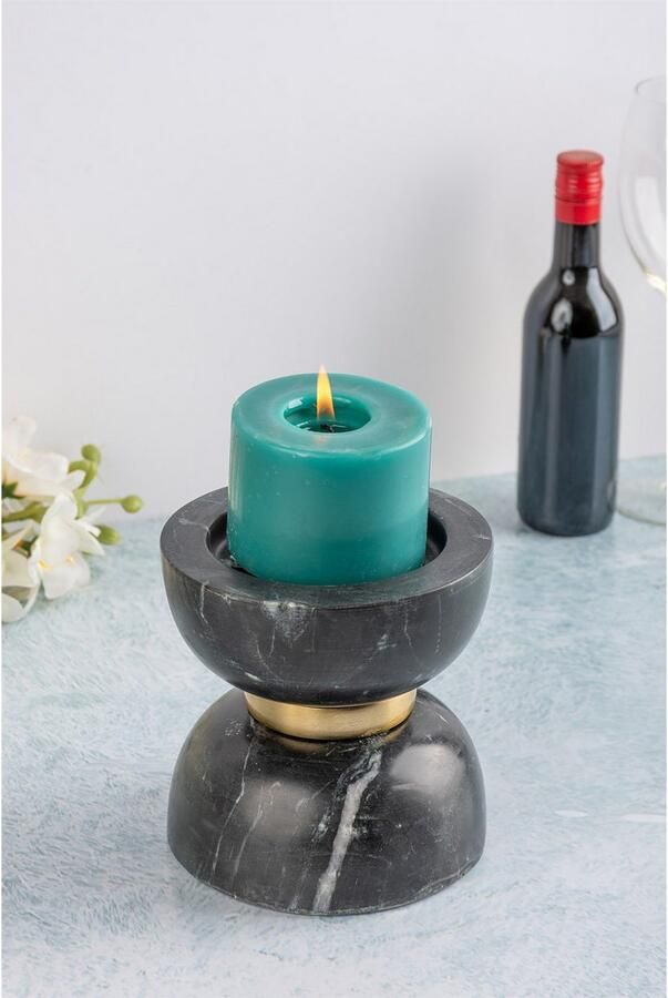 Kayoom Kandelaar Satori 125 Decoratieve kandelaars van marmer met metalen ring - Foto 3