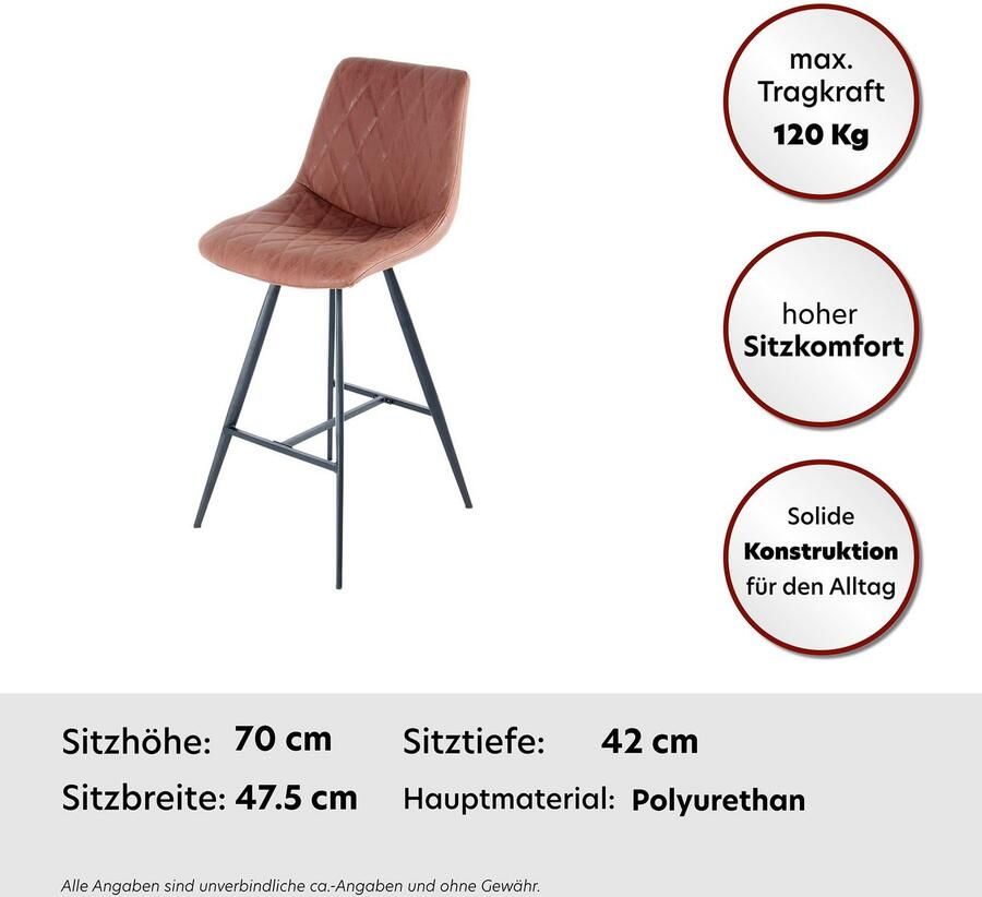 Kayoom Kinderstoel Barkruk Frances 425 2-delige set stijlvolle retro-look barkruk onderhoudsvriendelijk comfortabel aantrekkelijke leerlook stijlvolle retro-look (set 2 stuks)