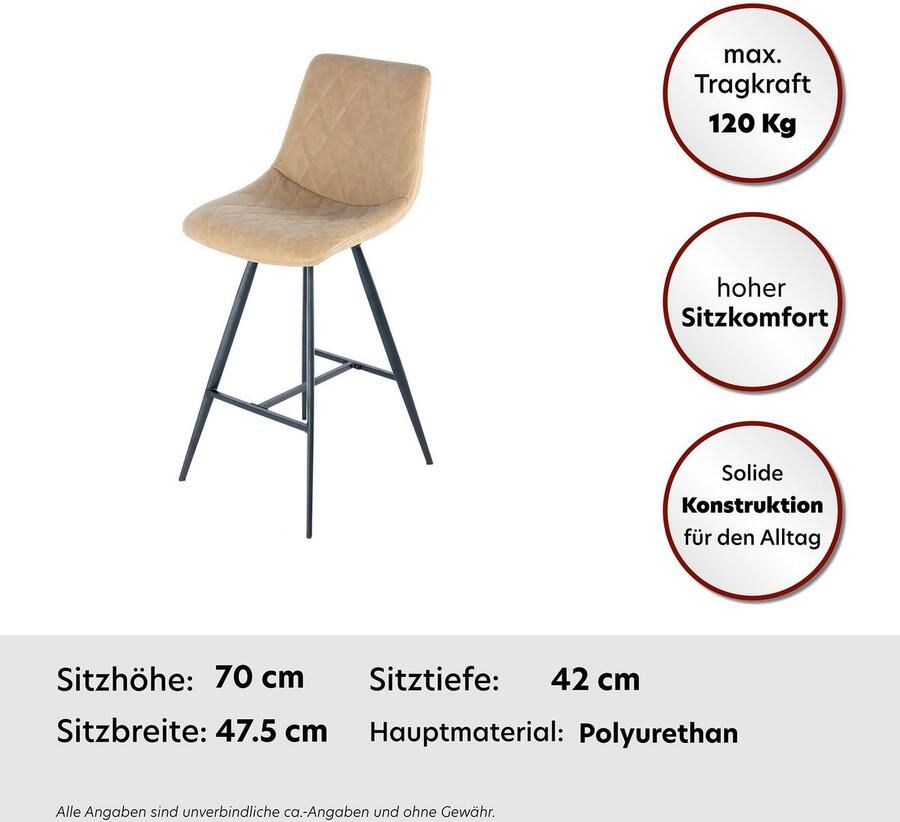 Kayoom Kinderstoel Barkruk Frances 425 2-delige set stijlvolle retro-look barkruk onderhoudsvriendelijk comfortabel aantrekkelijke leerlook stijlvolle retro-look (set 2 stuks)