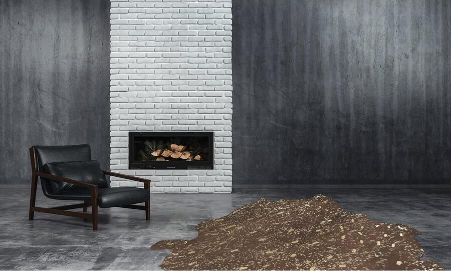 Kayoom Leren vloerkleed Glam 110 100% rundleer ca. afmetingen accenten in zilverkleur goudkleur - Foto 4