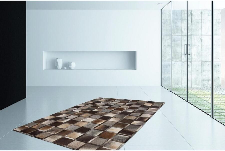 Kayoom Leren vloerkleed Lavish 410 Patchwork echt leer bont woonkamer - Foto 4
