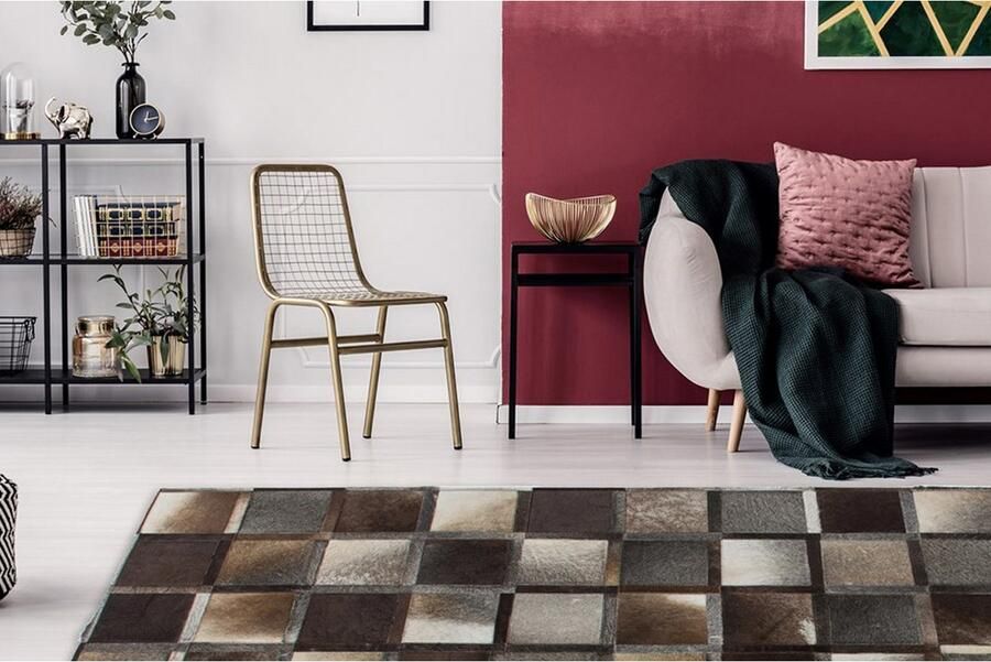 Kayoom Leren vloerkleed Lavish 410 Patchwork echt leer bont woonkamer - Foto 3