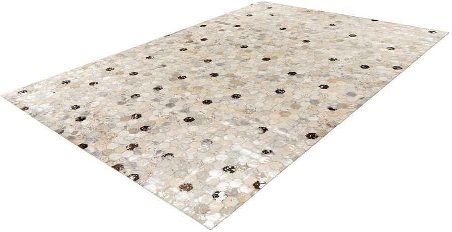 Kayoom Leren vloerkleed Ravi 400 metallische effecten patchwork dessin runderhuid met wollen rug - Foto 4