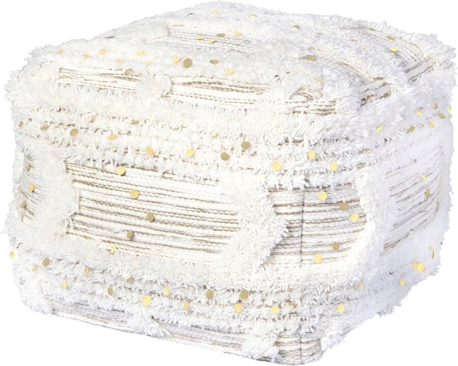 Kayoom Poef Bohist 425 50cm x 50cm Structuren met franjes en kwasten handgemaakt uniek zeer goed te combineren veelzijdig in gebruik (1 stuk) - Foto 6