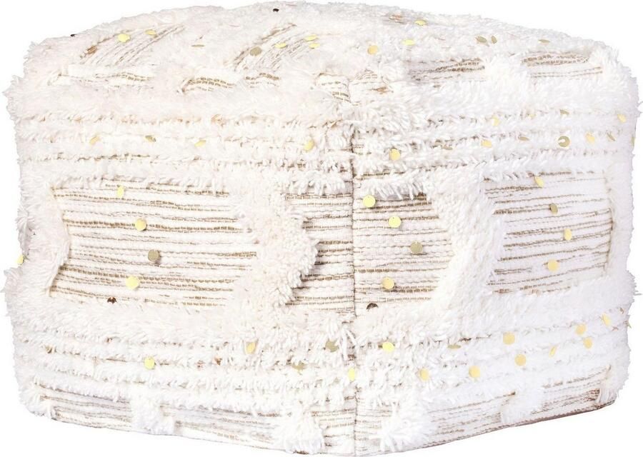 Kayoom Poef Bohist 425 50cm x 50cm Structuren met franjes en kwasten handgemaakt uniek zeer goed te combineren veelzijdig in gebruik (1 stuk) - Foto 3