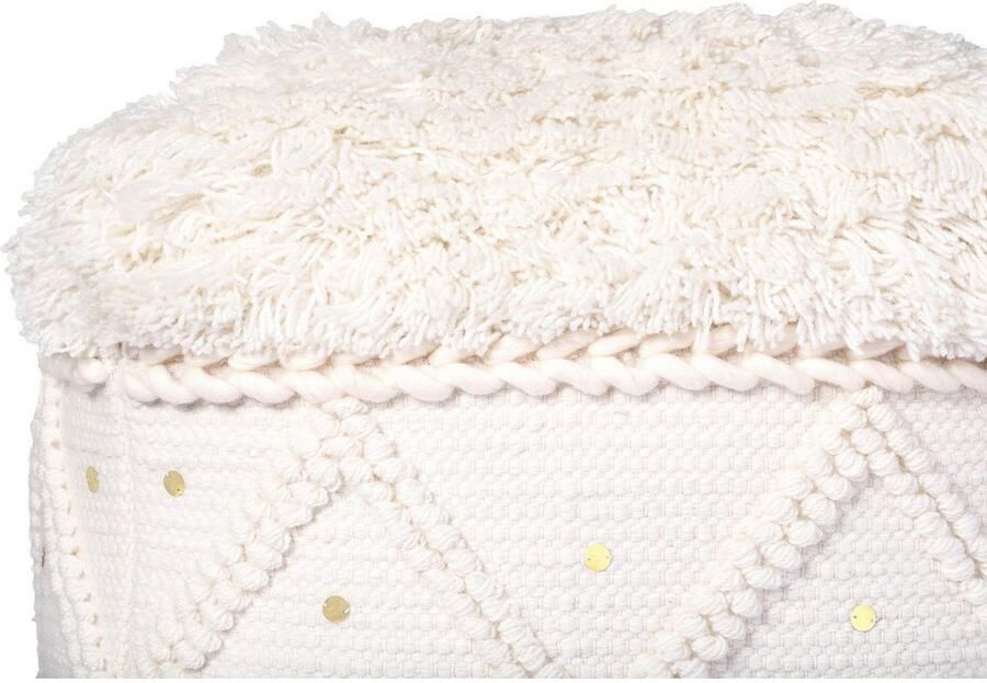 Kayoom Poef Bohist 525 50cm x 50cm Structuren met franjes en kwasten handgemaakt uniek zeer goed te combineren veelzijdig in gebruik (1 stuk) - Foto 4