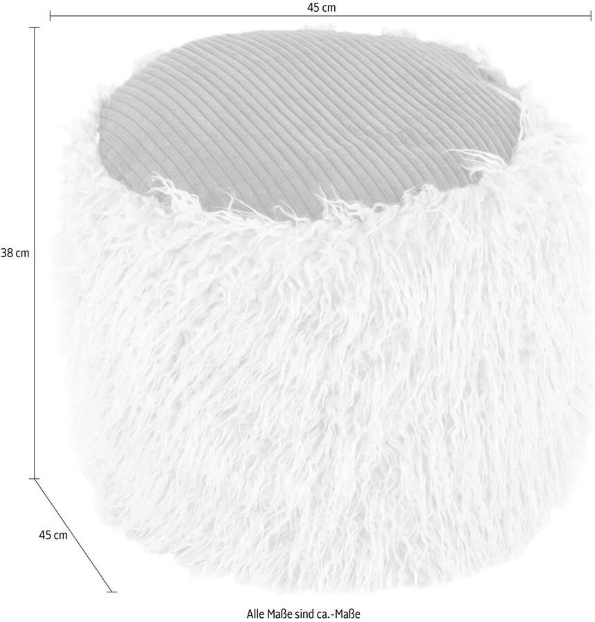 Kayoom Poef Bont pouf Bobtail 125 bont hocker in tweekleurig ontwerp (1 stuk)