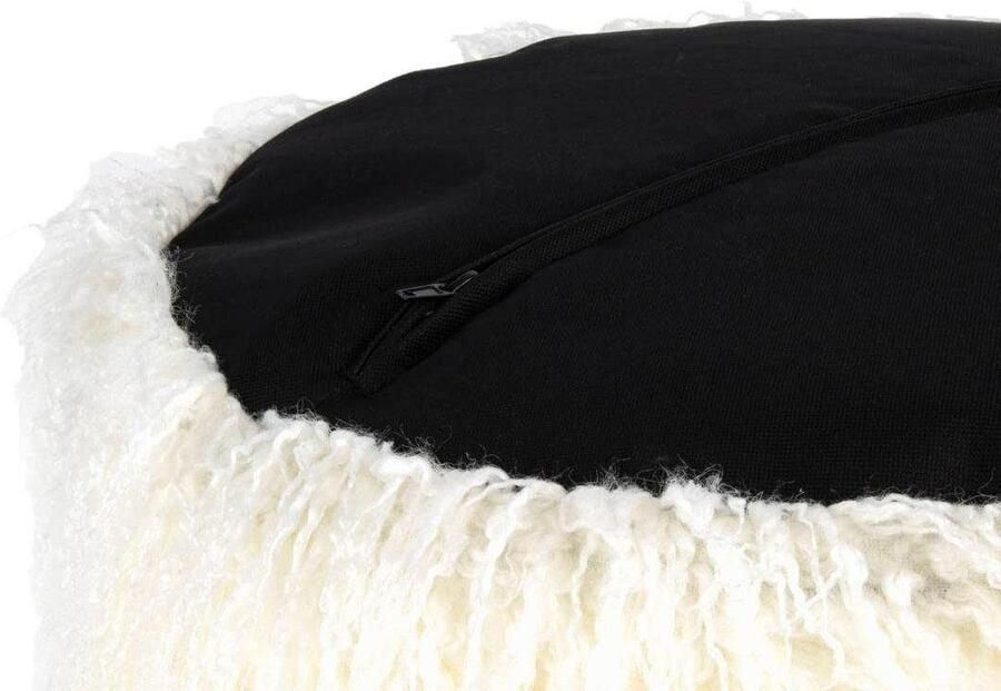 Kayoom Poef Bont pouf Bobtail 125 bont hocker in tweekleurig ontwerp (1 stuk) - Foto 5