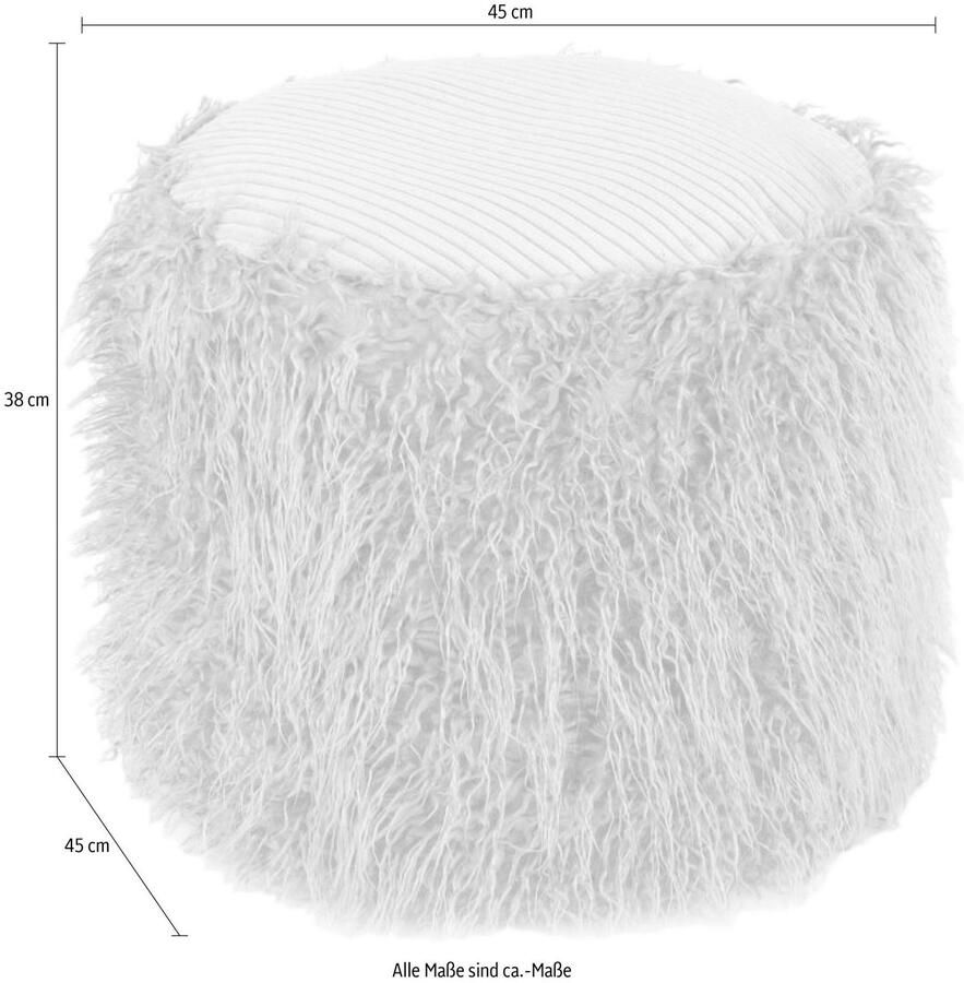 Kayoom Poef Bont pouf Bobtail 125 bont hocker in tweekleurig ontwerp (1 stuk)