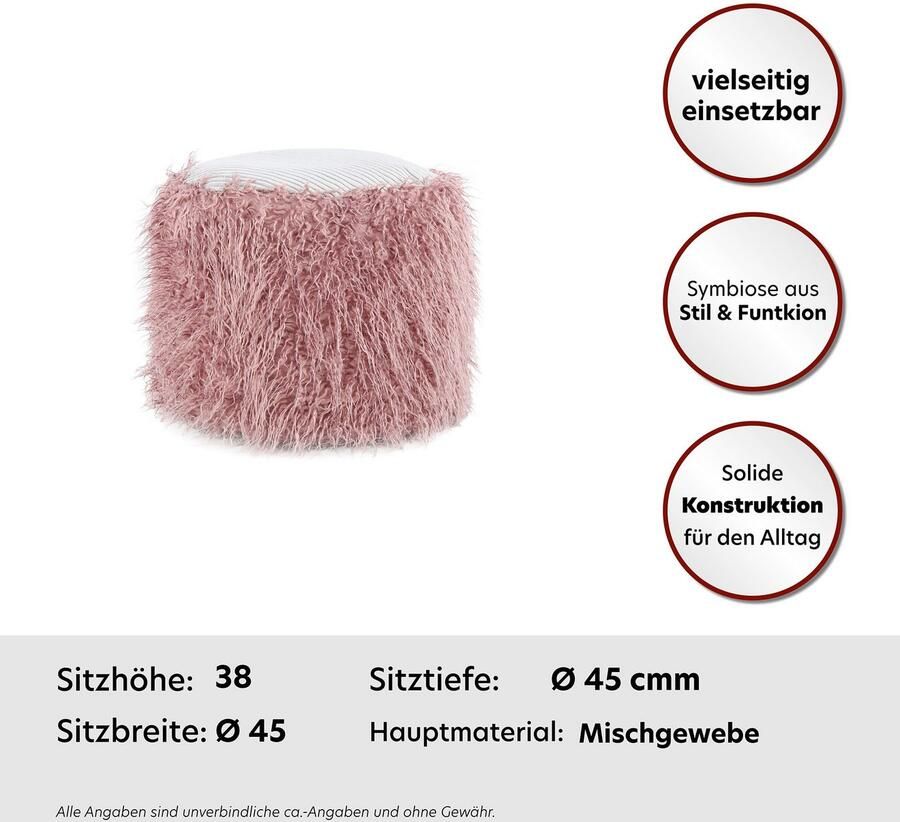 Kayoom Poef Bont pouf Bobtail 125 bont hocker in tweekleurig ontwerp (1 stuk) - Foto 2