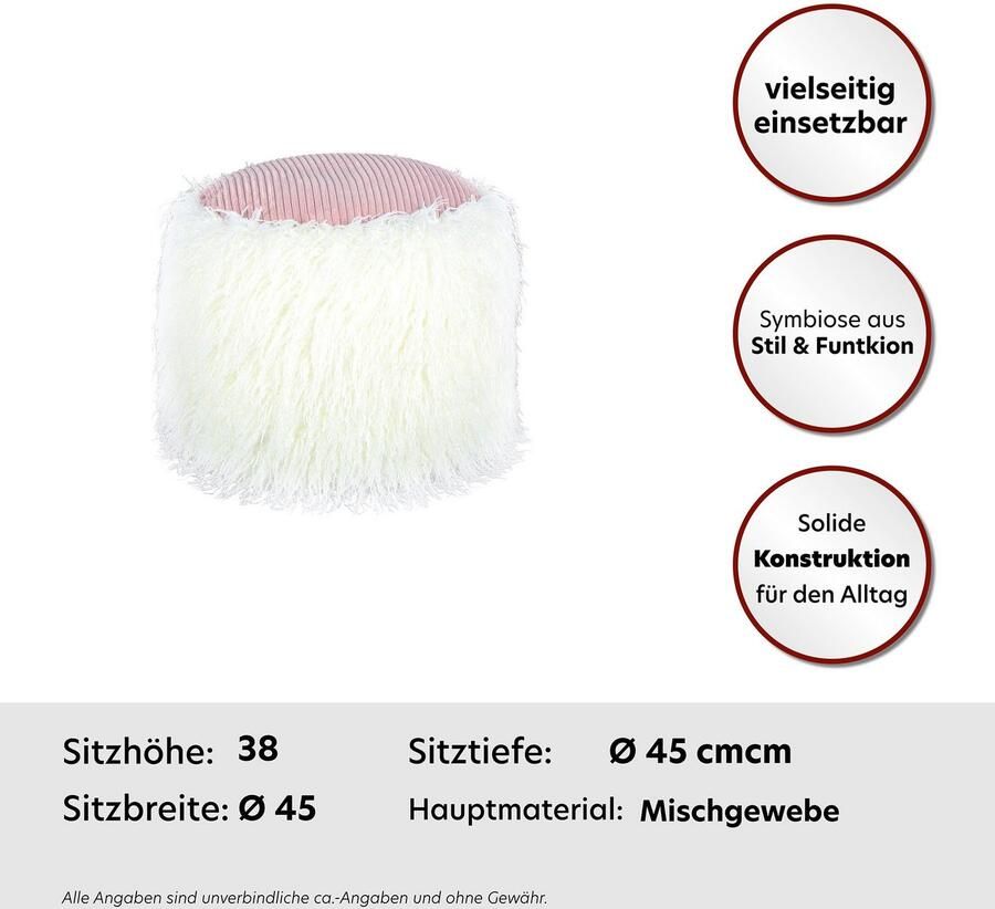 Kayoom Poef Bont pouf Bobtail 125 bont hocker in tweekleurig ontwerp (1 stuk) - Foto 3