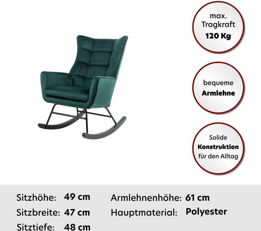 Kayoom Schommelstoel Bryana 125 Relaxstoel om te schommelen metalen frame met houten slede (1 stuk) - Foto 8