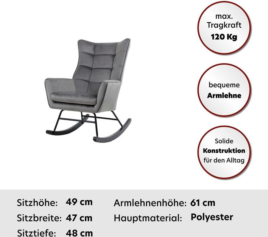 Kayoom Schommelstoel Bryana 125 Relaxstoel om te schommelen metalen frame met houten slede (1 stuk) - Foto 8