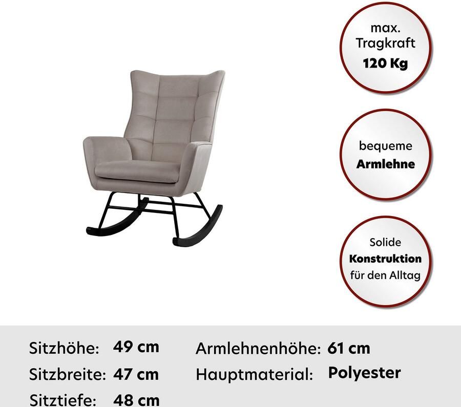 Kayoom Schommelstoel Bryana 125 Relaxstoel om te schommelen metalen frame met houten slede (1 stuk) - Foto 8