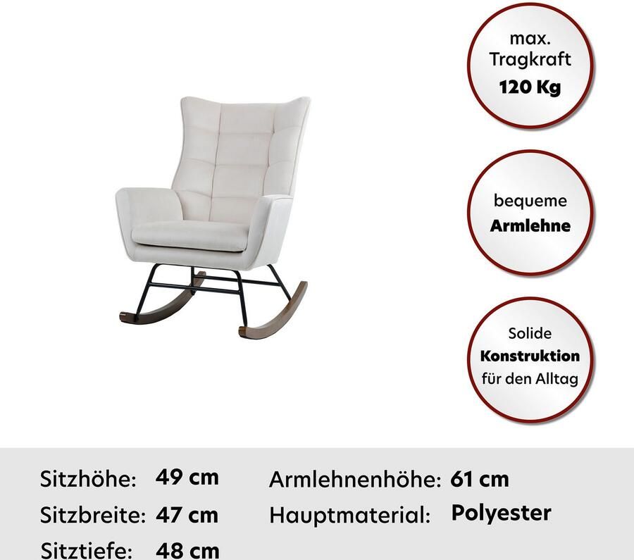 Kayoom Schommelstoel Bryana 125 Relaxstoel om te schommelen metalen frame met houten slede (1 stuk) - Foto 9