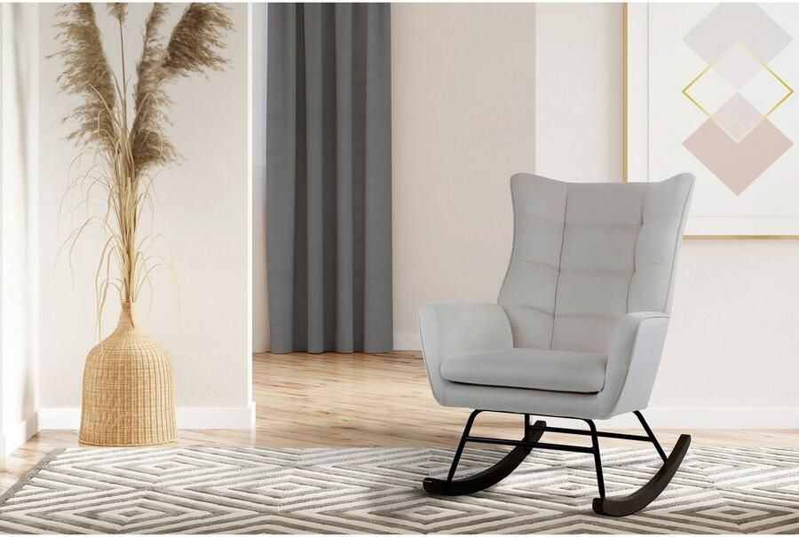 Kayoom Schommelstoel Bryana 125 Relaxstoel om te schommelen metalen frame met houten slede (1 stuk) - Foto 5