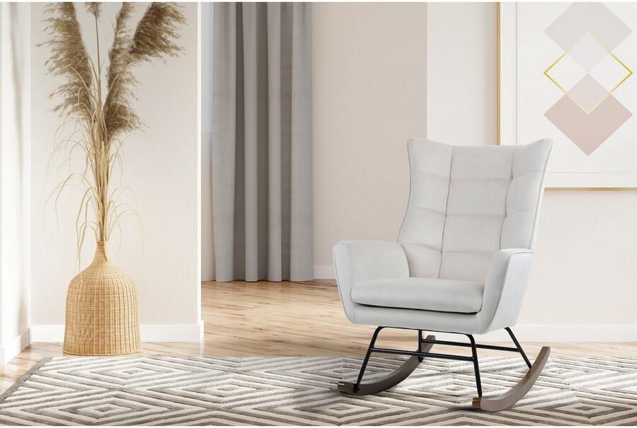 Kayoom Schommelstoel Bryana 125 Relaxstoel om te schommelen metalen frame met houten slede (1 stuk) - Foto 7