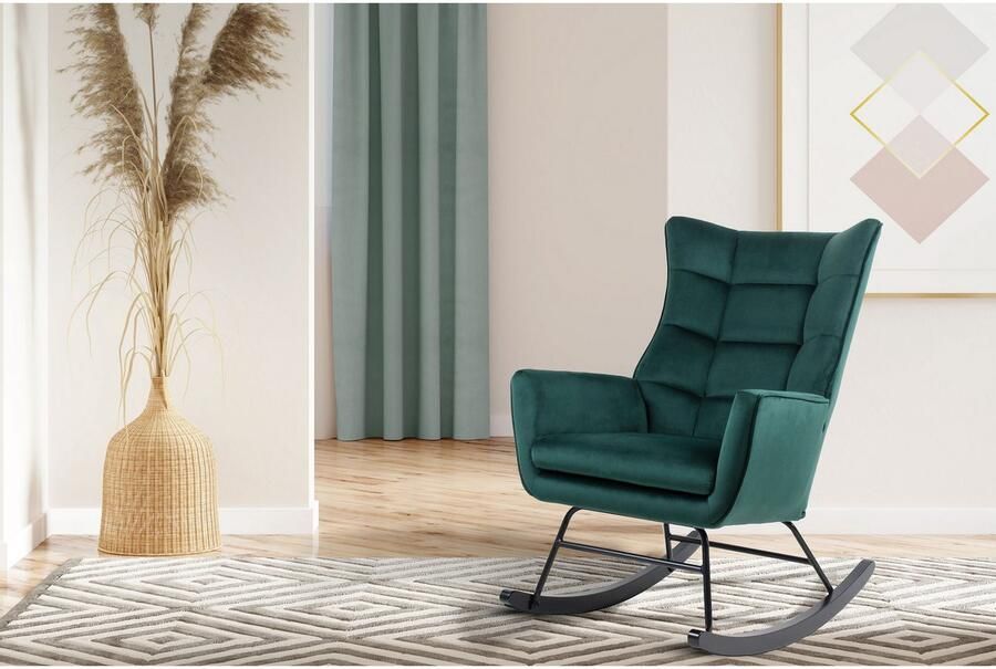 Kayoom Schommelstoel Bryana 125 Relaxstoel om te schommelen metalen frame met houten slede (1 stuk) - Foto 6