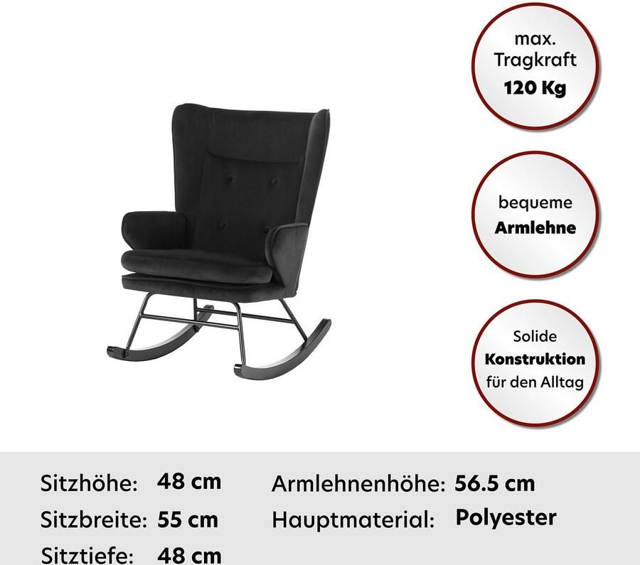 Kayoom Schommelstoel Melorie 125 metalen frame met houten slede Schommelstoel decoratieve knopen metalen frame met houten slede (1 stuk) - Foto 8