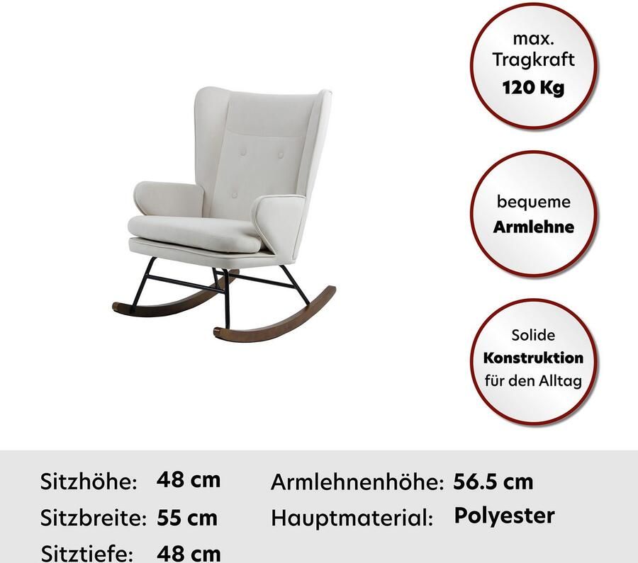 Kayoom Schommelstoel Melorie 125 metalen frame met houten slede Schommelstoel decoratieve knopen metalen frame met houten slede (1 stuk) - Foto 8