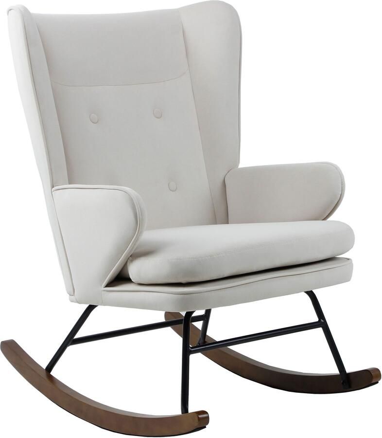 Kayoom Schommelstoel Melorie 125 metalen frame met houten slede Schommelstoel decoratieve knopen metalen frame met houten slede (1 stuk)