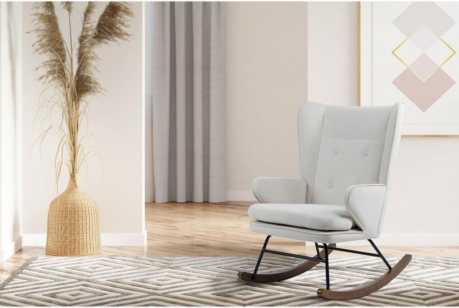 Kayoom Schommelstoel Melorie 125 metalen frame met houten slede Schommelstoel decoratieve knopen metalen frame met houten slede (1 stuk) - Foto 5