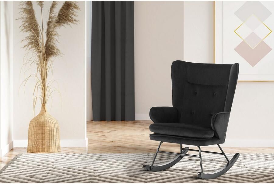 Kayoom Schommelstoel Melorie 125 metalen frame met houten slede Schommelstoel decoratieve knopen metalen frame met houten slede (1 stuk) - Foto 5