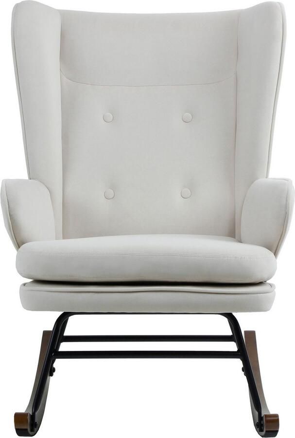 Kayoom Schommelstoel Melorie 125 metalen frame met houten slede Schommelstoel decoratieve knopen metalen frame met houten slede (1 stuk) - Foto 4