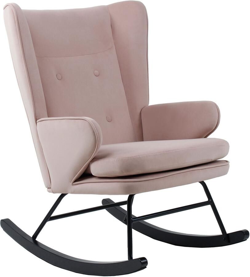 Kayoom Schommelstoel Melorie 125 metalen frame met houten slede Schommelstoel decoratieve knopen metalen frame met houten slede (1 stuk)