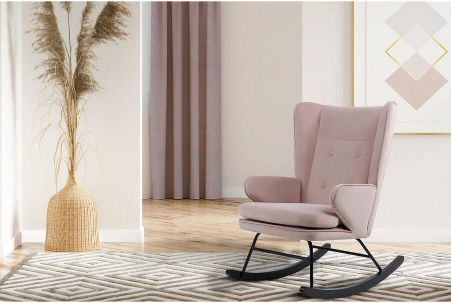 Kayoom Schommelstoel Melorie 125 metalen frame met houten slede Schommelstoel decoratieve knopen metalen frame met houten slede (1 stuk) - Foto 5