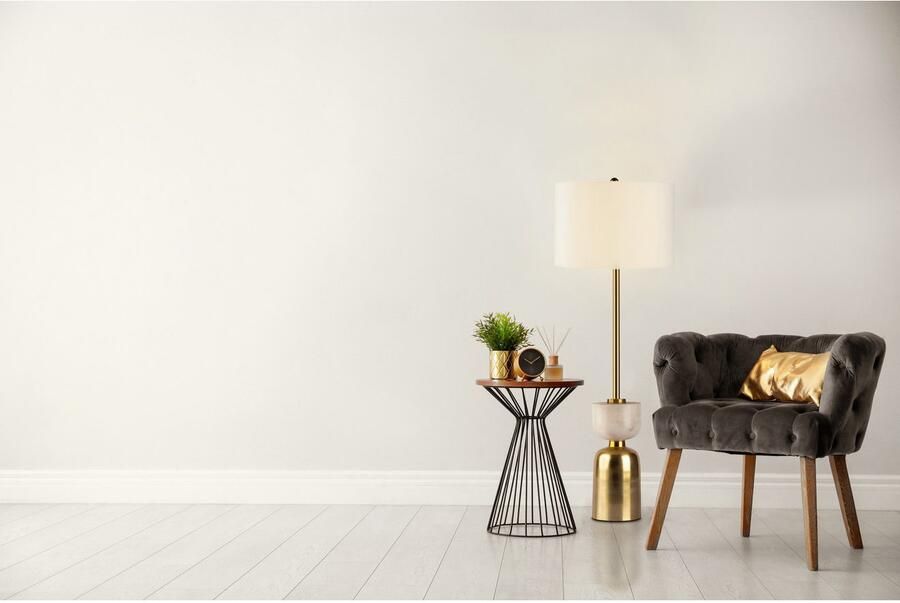 Kayoom Staande lamp Vloerlamp Cirus 225 Basis in materiaal-mix van marmer en ijzer met stoffen kap (1 stuk) - Foto 2