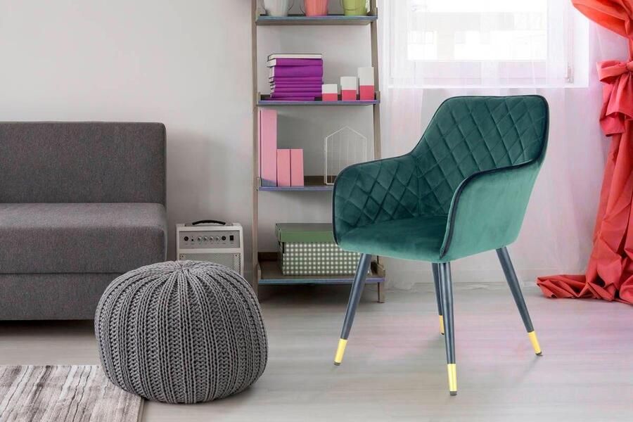 Litecommerce Floraya Vietavie stoel Amino Groen Zwart 61x59x86cm (LxBxH) Belastbaar gewicht tot 120KG - Foto 5