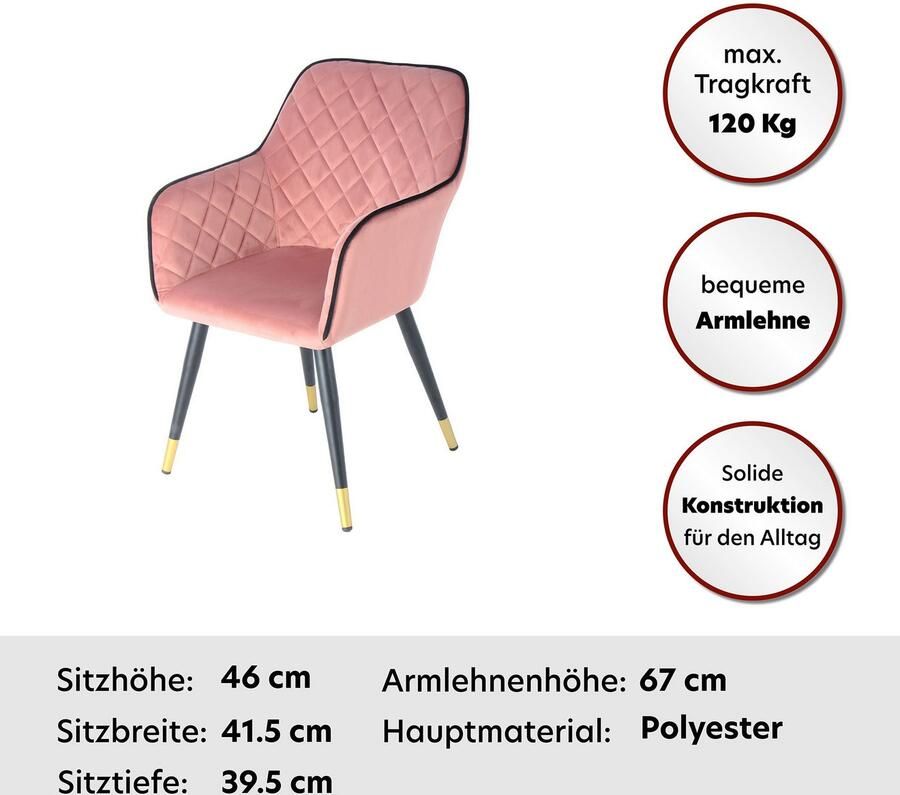 Kayoom Stoel Amino 525 stijlvolle designstoel fluweelzachte bekleding van velvet stof (1 stuk)