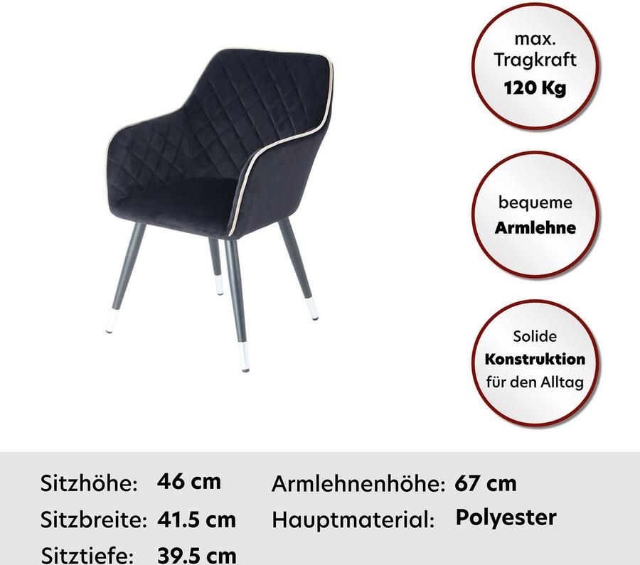 Kayoom Stoel Amino 625 stijlvolle designstoel fluweelzachte bekleding van velvet stof (1 stuk)