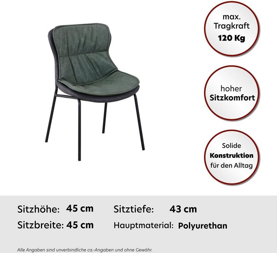 Kayoom Stoel Brady 225 onderhoudsvriendelijk comfortabel aangename zitting met trendy siersteken (1 stuk)