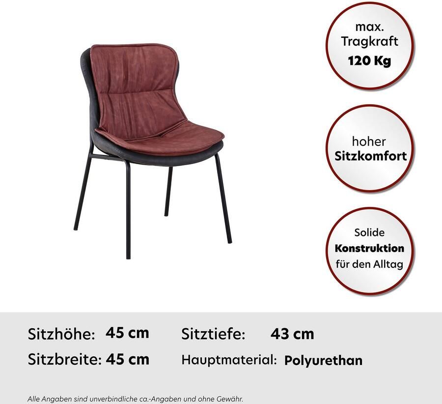 Kayoom Stoel Brady 225 onderhoudsvriendelijk comfortabel aangename zitting met trendy siersteken (1 stuk)