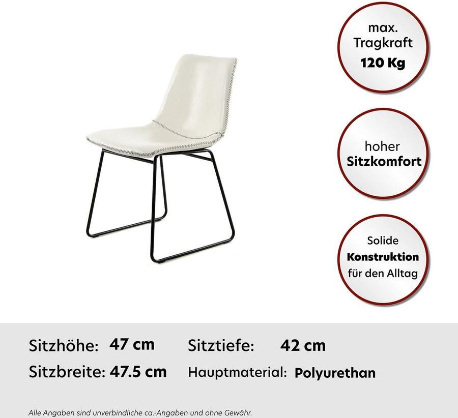 Kayoom Stoel Caila 110 2-delige set eetkamerstoel in robuuste uitvoering onderhoudsvriendelijk modern duurzaam integreerbaar in elke woonstijl (set 2 stuks) - Foto 2