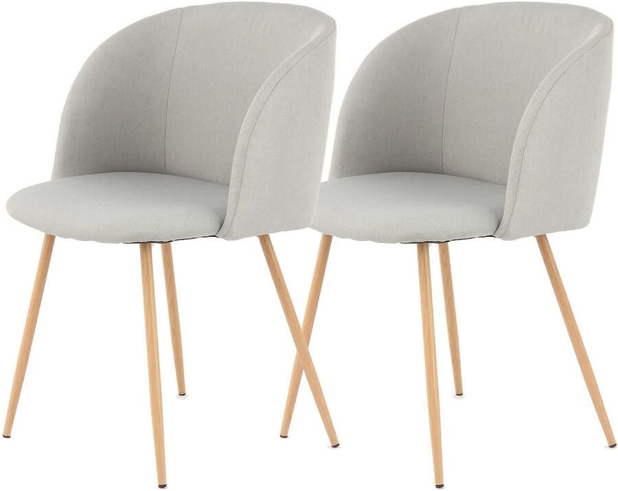 Kayoom Stoel Celina 110 2-pack grijs fluweelzachte bekleding in moderne kleurstelling (set 2 stuks) - Foto 2