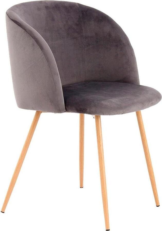 Kayoom Stoel Celina 110 2-pack grijs fluweelzachte bekleding in moderne kleurstelling (set 2 stuks) - Foto 2